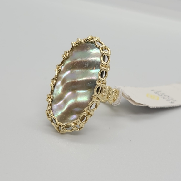 Kendra Scott Nude Abalone Macrame Ring Gold Size 7 - Picture 7 of 11